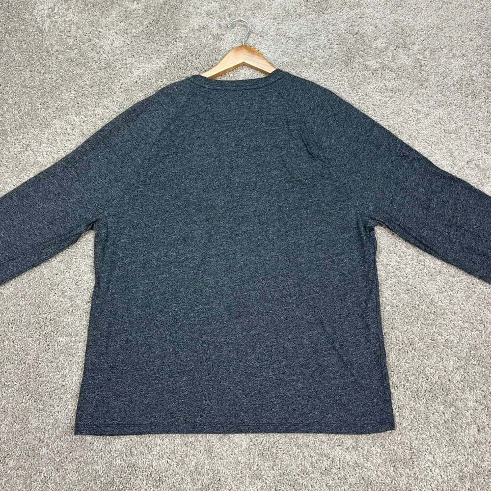 Banana Republic Mens XL Charcoal Gray Heathered Long Sleeve Quick Dry Henley EUC